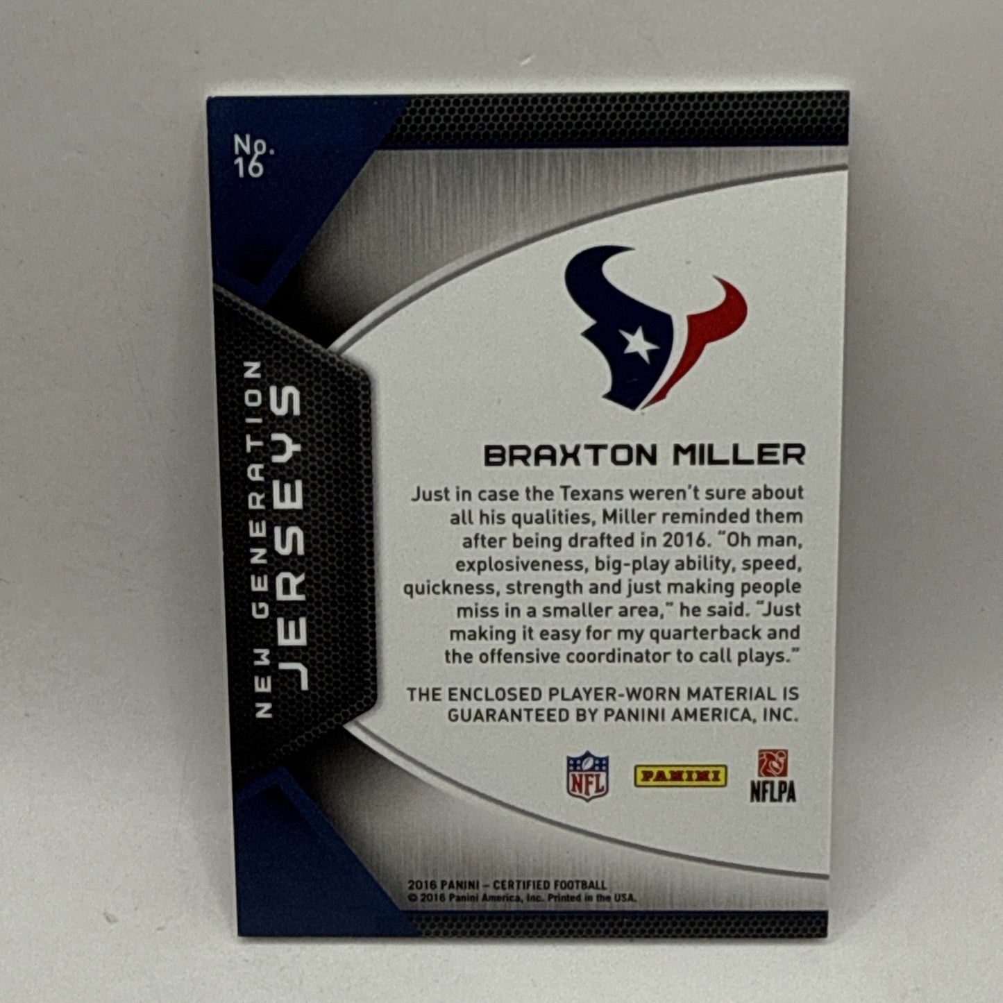 #16 Braxton Miller 2016 Panini Certified #/399 New Generation Jerseys Orange
