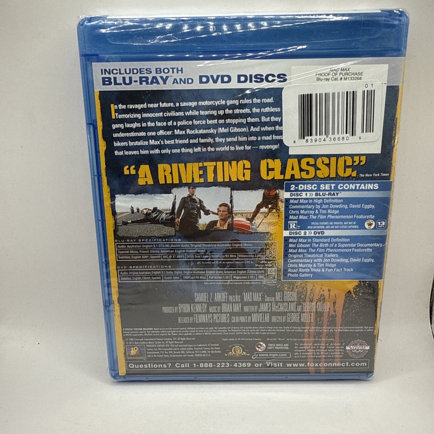Mad Max - Mel Gibson (Blu-Ray + DVD, 2010) New Sealed Movie