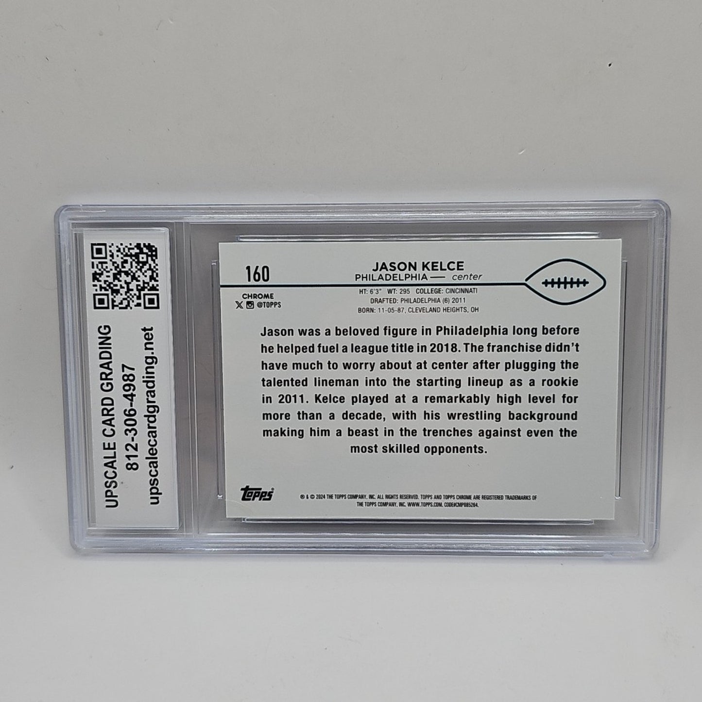 2024 Topps Football Chrome Jason Kelce Hyper Refractor Eagles Graded 10 Gem Mint