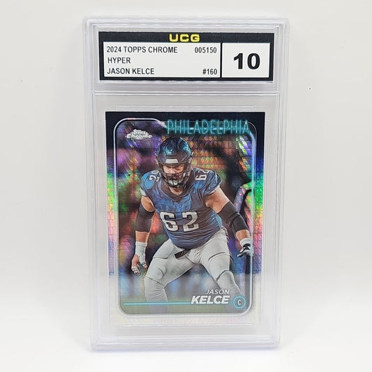 2024 Topps Football Chrome Jason Kelce Hyper Refractor Eagles Graded 10 Gem Mint