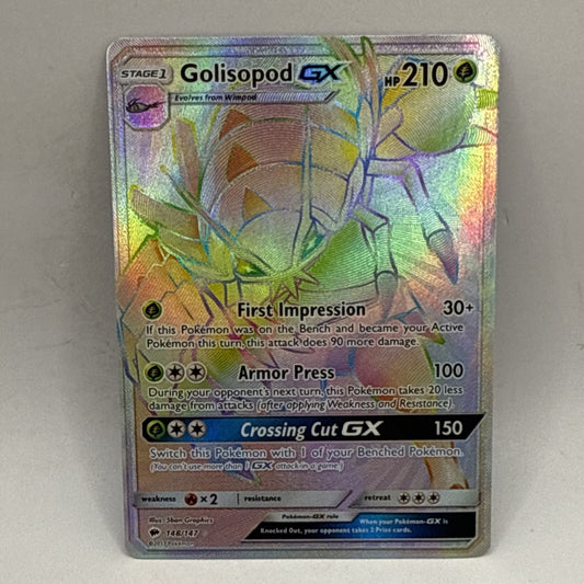 Pokemon TCG Hidden Fates Golisopod GX Shiny SV48/SV94 HP Card Collectible