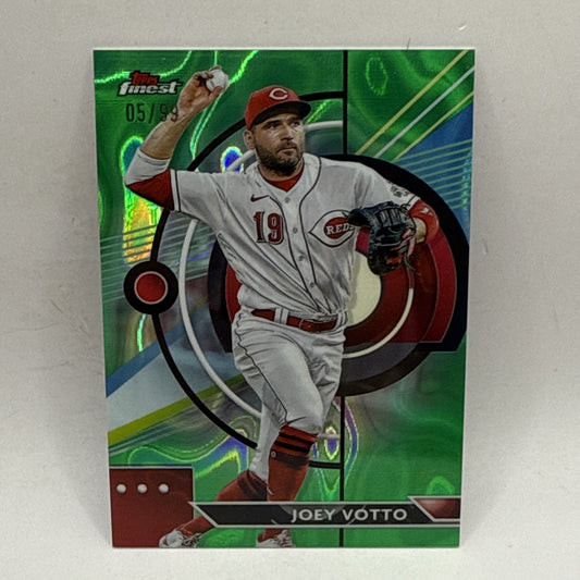 2023 Topps Finest #81 Joey Votto Green Raywave Refractor #/99 Red SP Card HOF