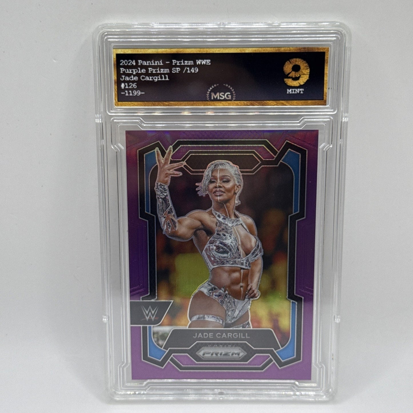 Jade Cargill 2024 Panini Prizm WWE Purple Prizms /149 Short Print Graded 9 Mint