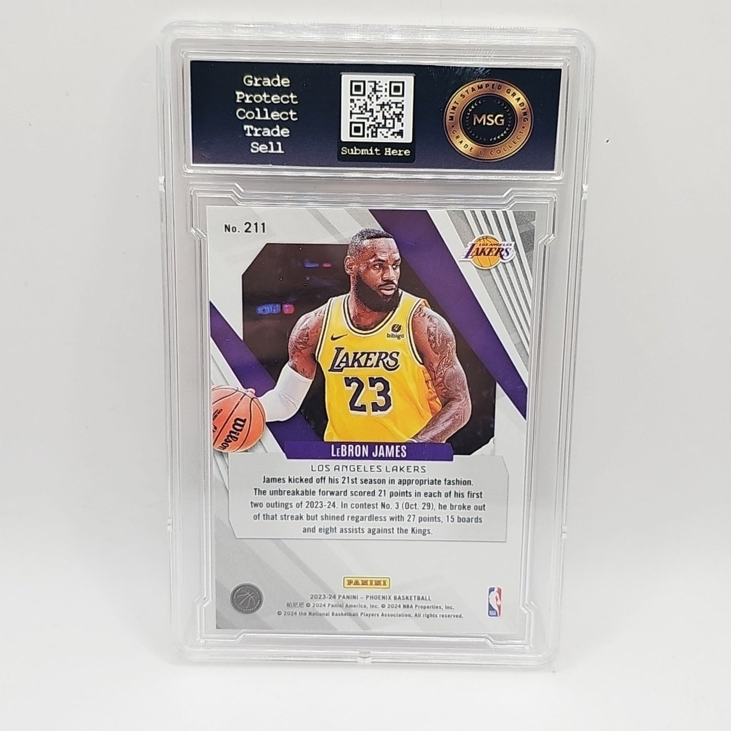 2023-24 Panini Phoenix #211 Blue Ice LeBron James Los Angeles Lakers Graded 10