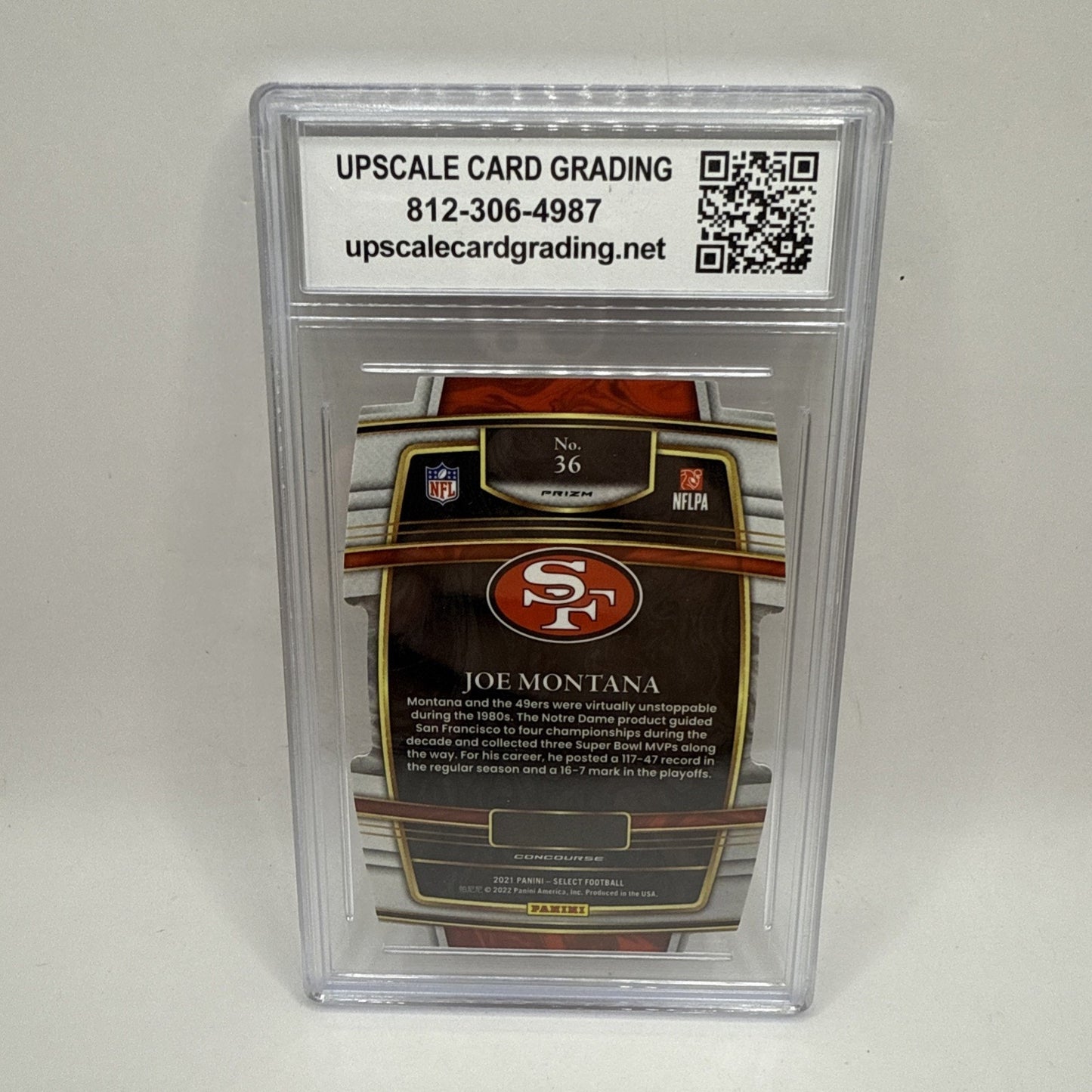 2021 Panini Select - Red White Blue Prizm Die Cur #36 Joe Montana 49ers Graded