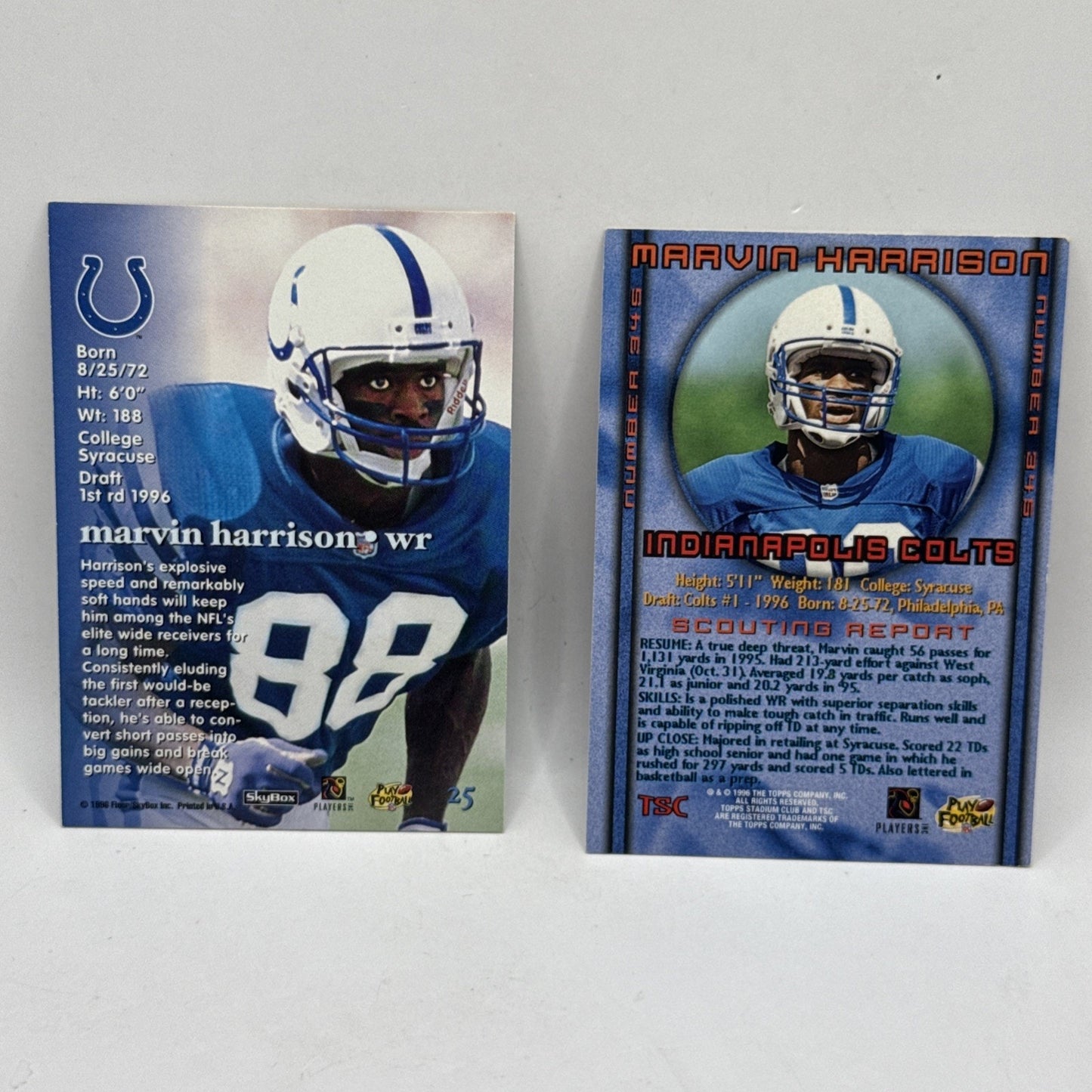1996 Skybox Impact Rookies #25 Marvin Harrison Indianapolis Colts RC Cards