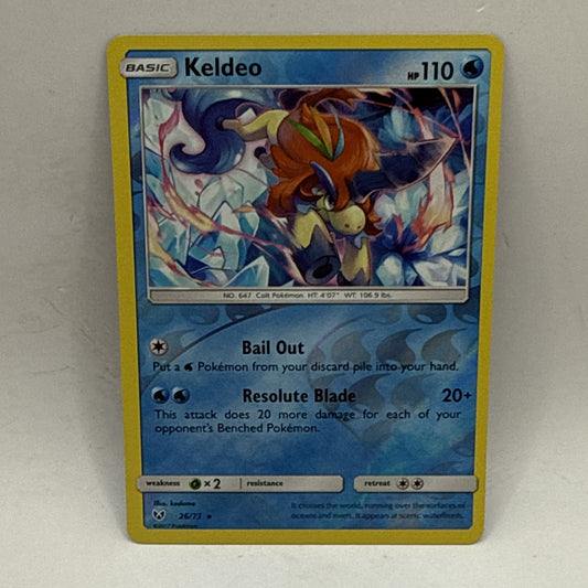 2017 Sun & Moon - Shining Legends Keldeo Reverse Holo Pokemon Card #26 MP