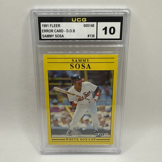 1991 Fleer #136 Sammy Sosa Chicage White Sox MLB Graded 10 Gem Mint