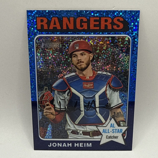2024 TOPPS HERITAGE CHROME Jonah Heim Blue Sparkle #22 TEXAS RANGERS
