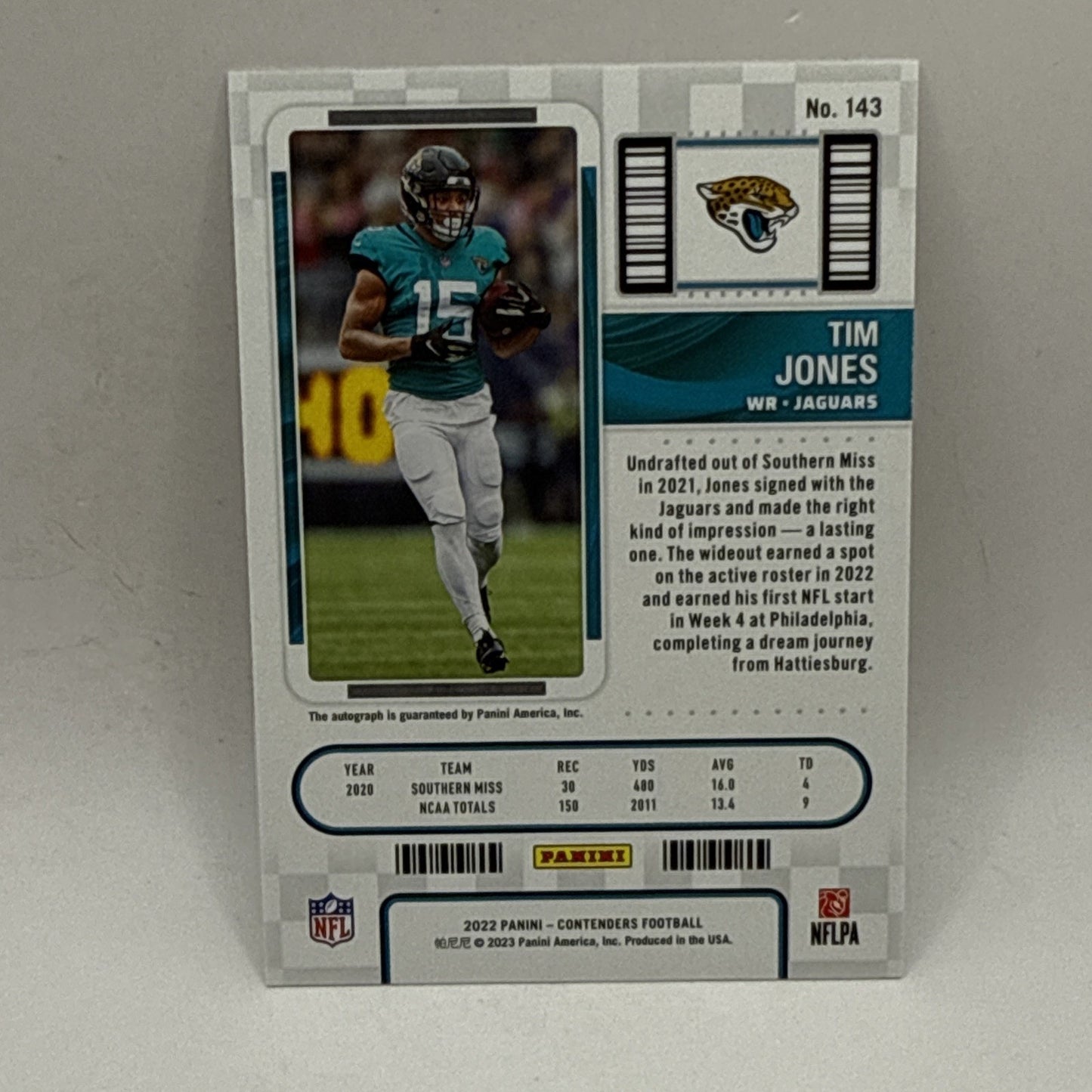 2022 Panini Contenders - Rookie Ticket #143 Tim Jones NFL Jaguars Card