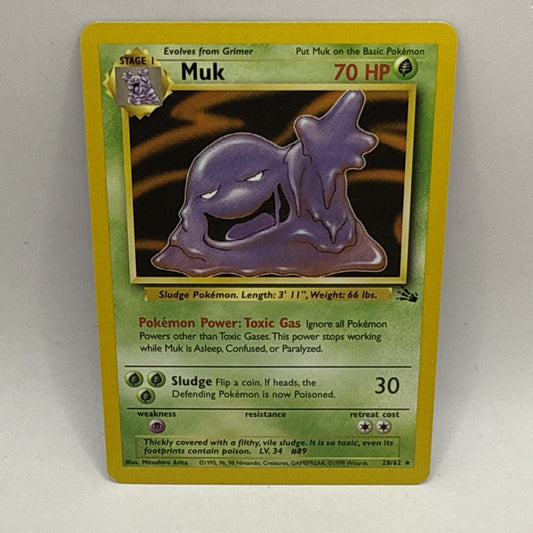Pokémon TCG Muk Fossil 13 Unlimited Rare MP Collectible Card
