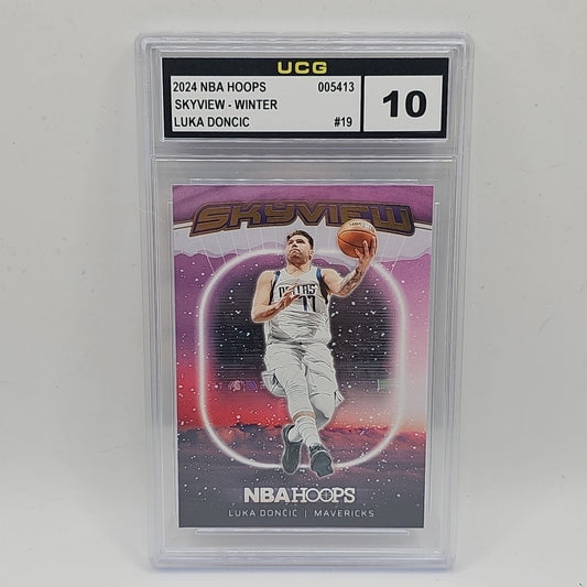 Luka Doncic 2024-25 Hoops Skyview #19 Gold Dallas Mavericks Graded 10 NBA Card