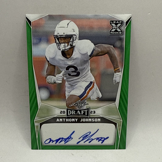2023 Leaf Draft - Anthony Johnson #BA-AJ1 Virginia Cavaliers Green AUTO Panthers