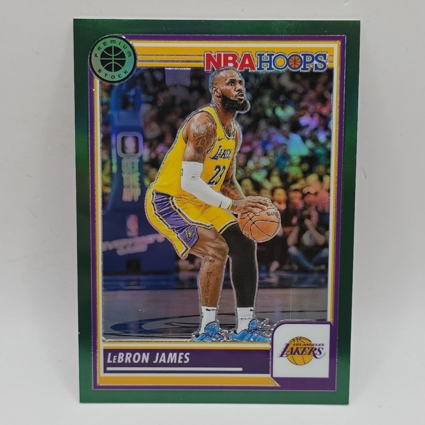LeBron James 2023-24 NBA Hoops Premium Stock Green Prizm #149 NBA SP /75