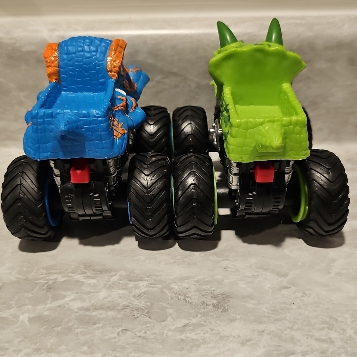 Monster Truck Play Dinosaur Green & T T-Rex Blue 4 x 4 Offroad Plastic Toys