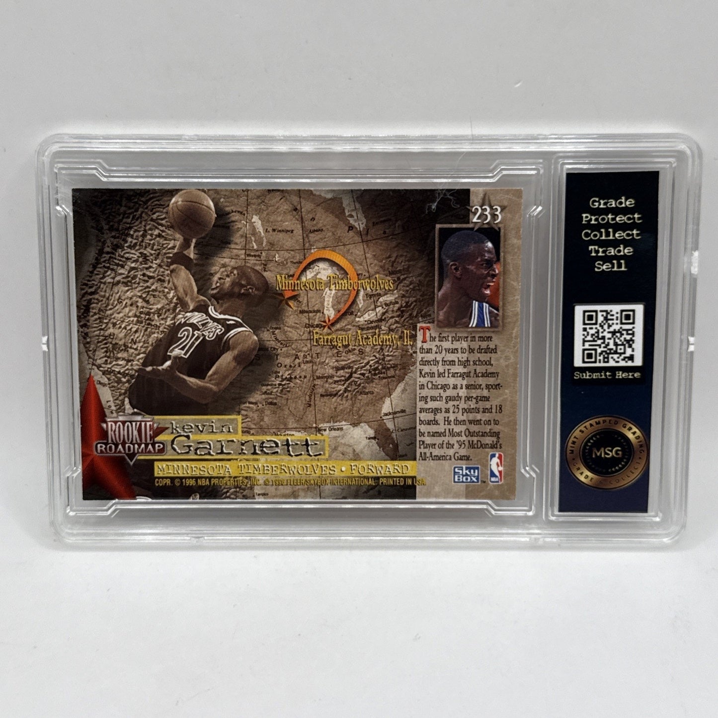 KEVIN GARNETT 1995-96 SKYBOX PREMIUM RC ROOKIE CARD GRADED 5 NBA VINTAGE