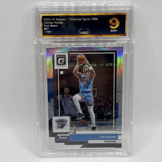 TRE MANN 2022-23 Donruss Optic Silver Prizm Oklahoma City Thunder #47 Graded 9
