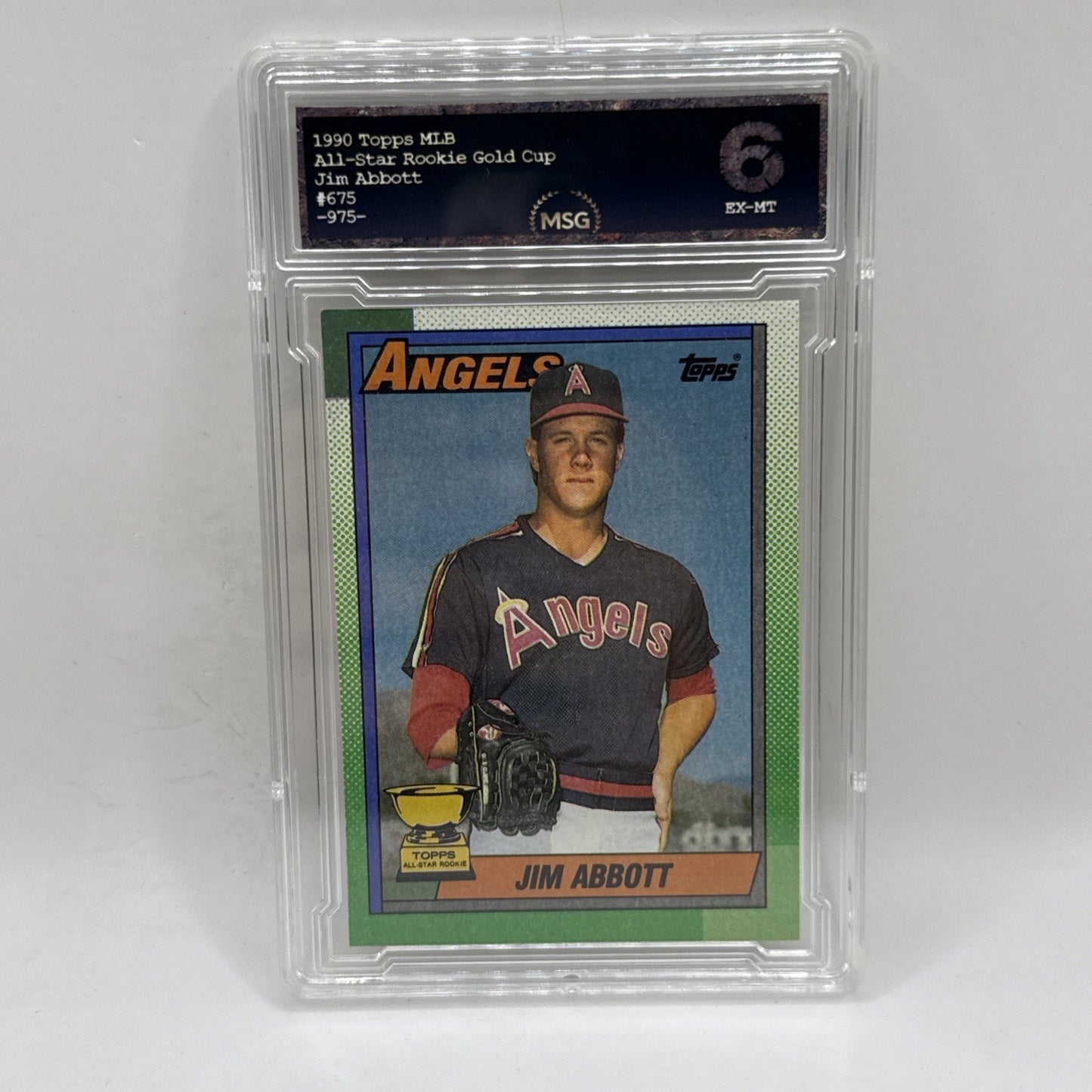 1990 Topps Baseball #675 Jim Abbott - All-Star Rookie Trophy Graded 6 MLB