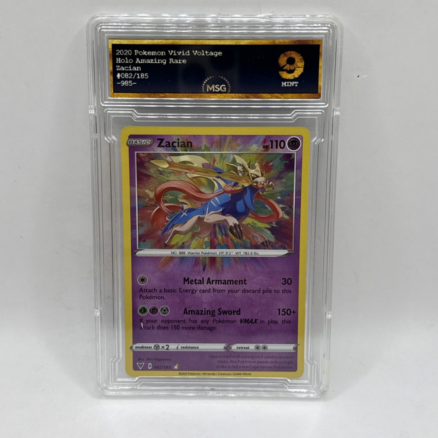 ZACIAN 082/185 Vivid Voltage Amazing Rare Pokemon Graded 9 Card Tcg Collectible