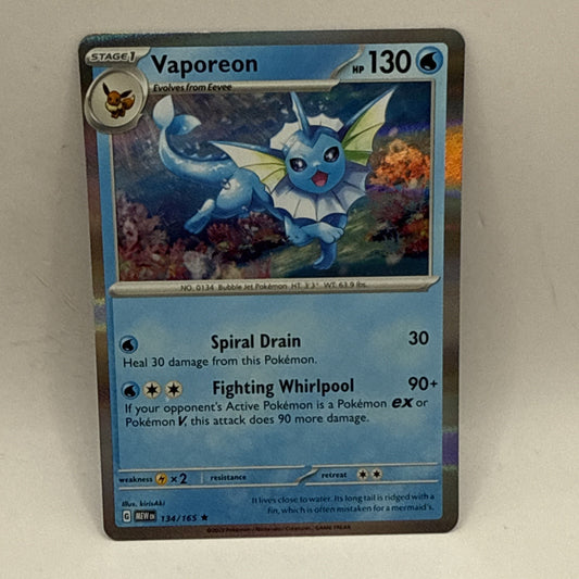 Pokemon TCG Vaporeon 134/165 Sv: Scarlet & Violet 151 Holo Rare NM