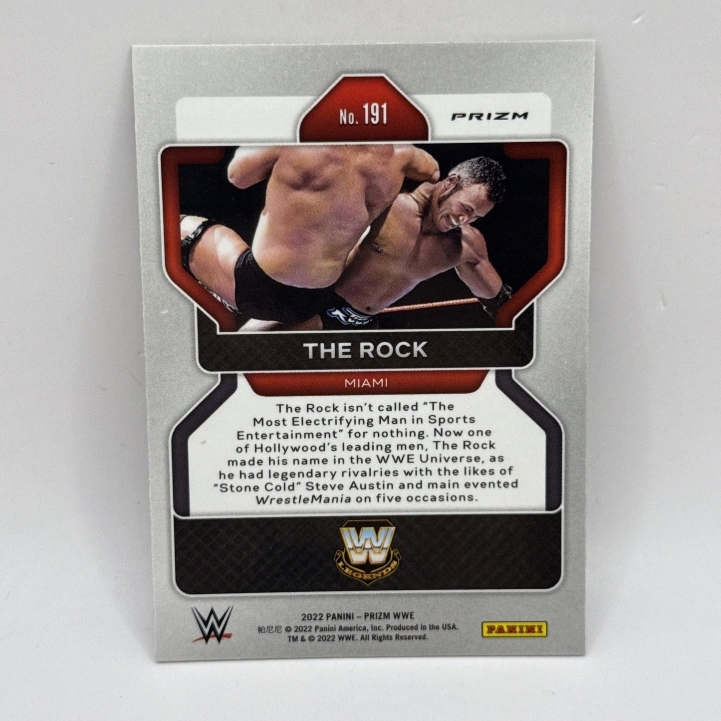 Dwayne "The Rock" Johnson - 2022 Panini Prizm WWE Silver Prizm #191 Rare Foil