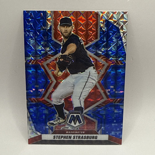 2022 Panini Mosaic Stephen Strasburg Blue Camo Mosaic MLB #176 Nationals