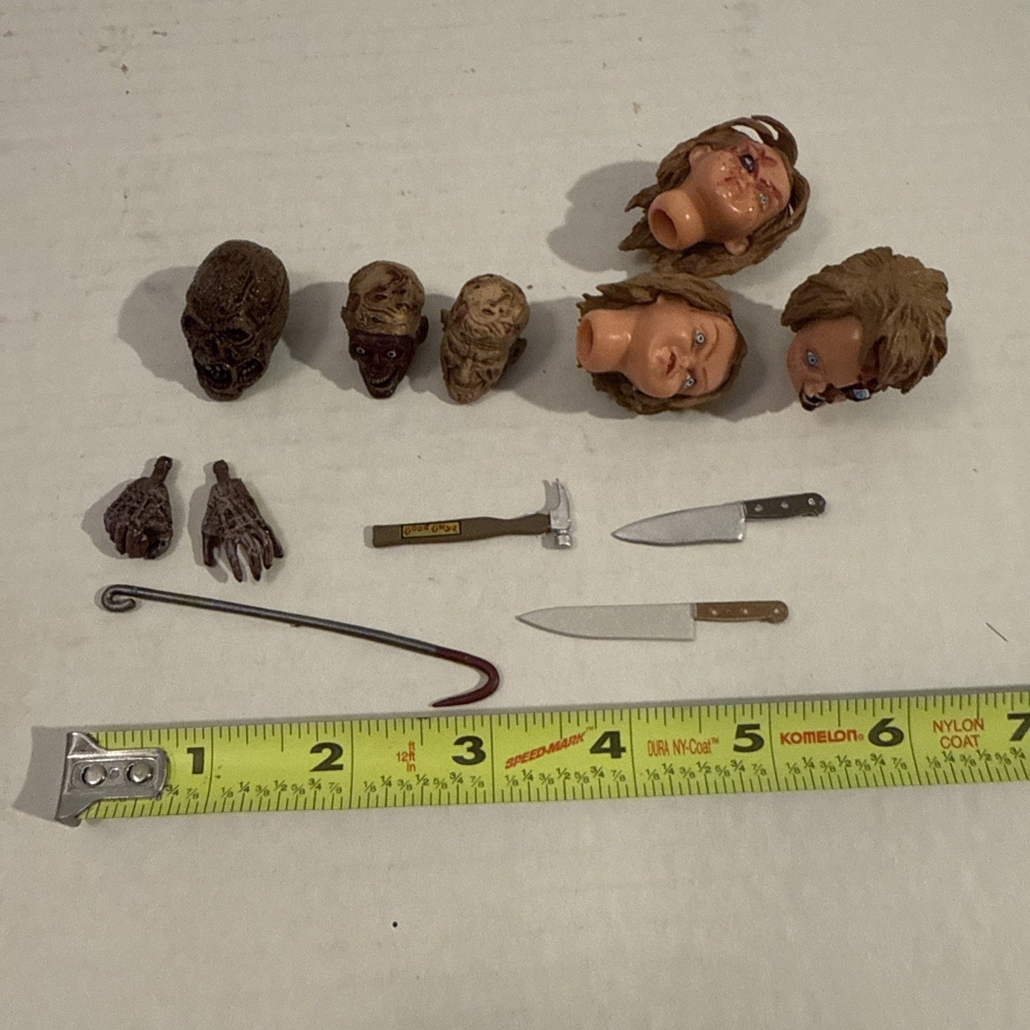 Lot Of Toy Action Figure Freddie & Chuckie Heads, Weapons, Hands, Tools Parts