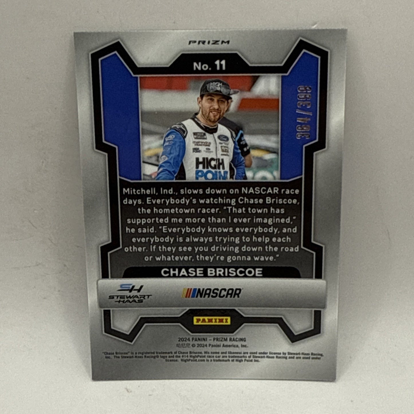 2024 Panini Prizm #11 Chase Briscoe Pulsar #/399 NASCAR Short Print Card