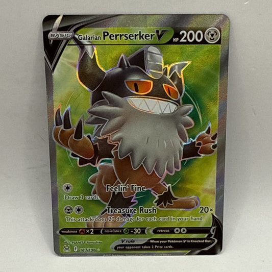 Galarian Perrserker V 183/196 Full Art Lost Origin Pokémon Card LP Tcg