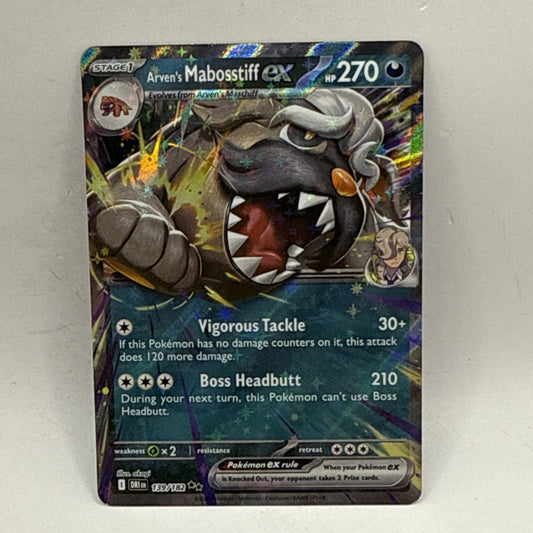 Pokemon Arven's Mabosstiff EX Double Rare Card 139/182 Destined Rivals Series NM