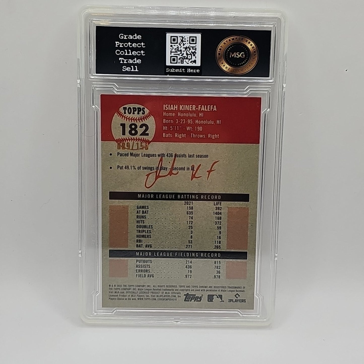 2022 Platinum Ann Speckle Refractors #182 Isiah Kiner-Falefa /150 Graded 9