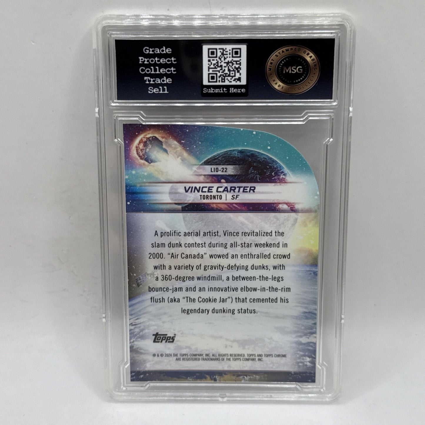 2023-24 Topps Chrome Cosmic #LIO-22 Vince Carter Launched Into Orbit Graded 7 NM