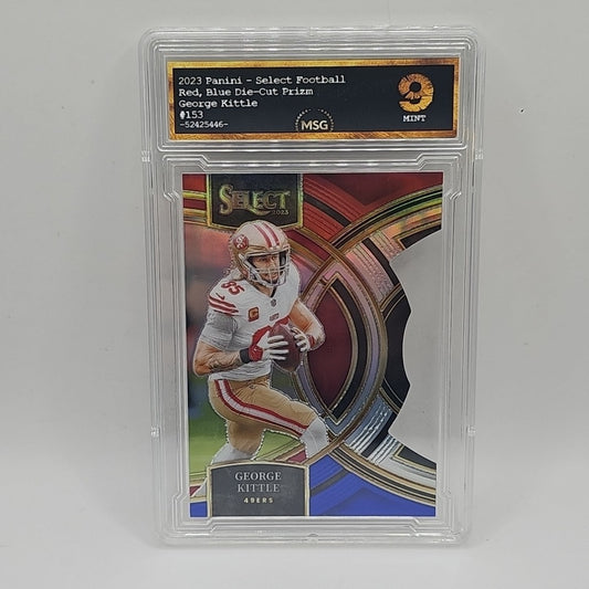 2023 Panini Select - George Kittle #153 Red & Blue Prizm Die-Cut Graded 9 Mint