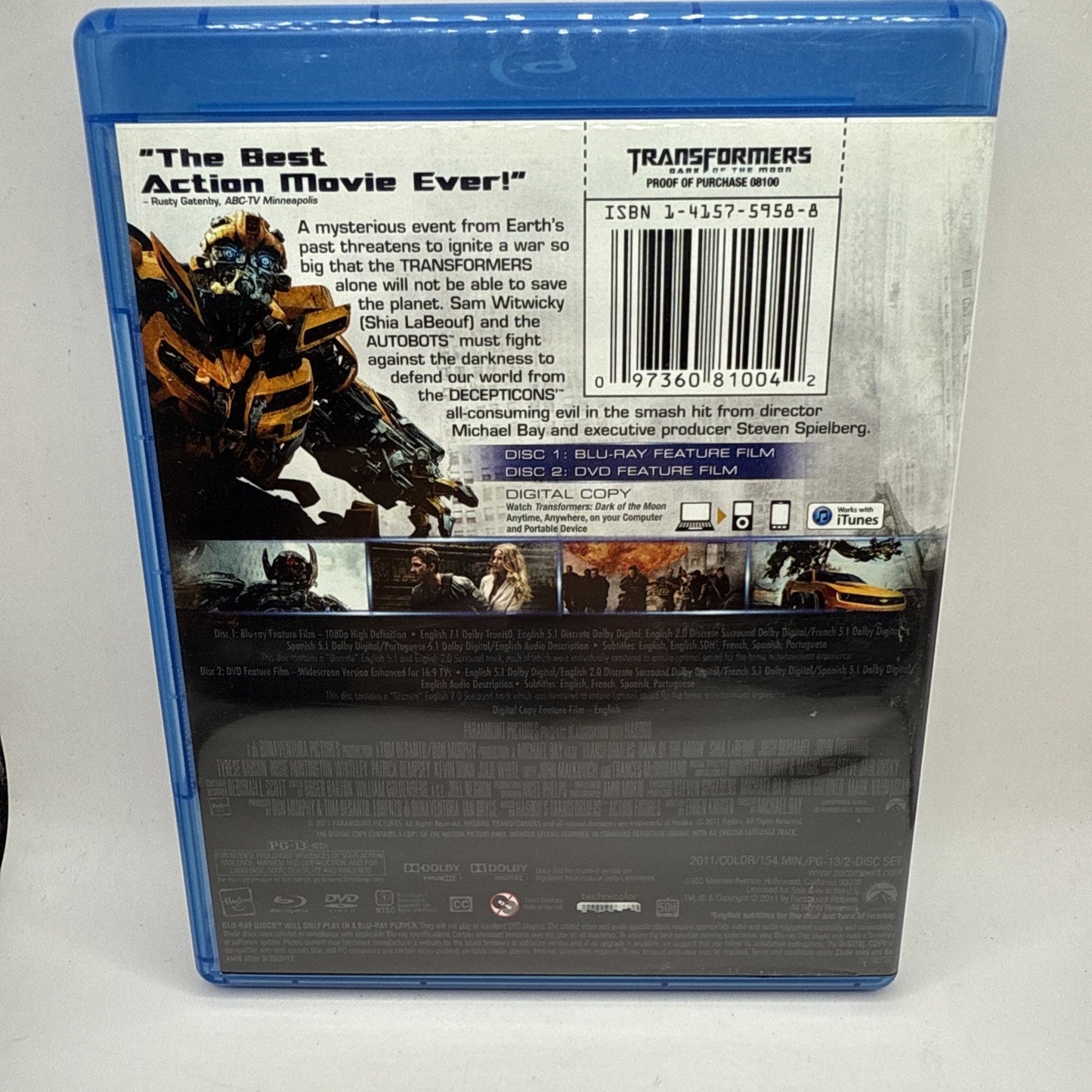 Transformers: Dark of the Moon Blu-ray & DVD Combo Movie - Michael Bay Film