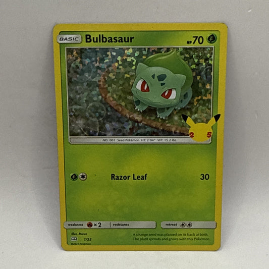 Pokemon TCG - Bulbasaur 1/25 McDonald's 25th Celebrations Holo 2021 HP DMG Card