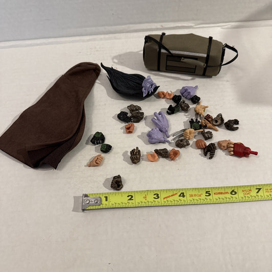 Lot Of Action Figure Random Assortment Of Hands + Gargoyle Head + Accessories