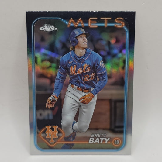 Brett Baty 2024 Topps Chrome Refractor Card # 17 MLB New York Mets Baseball Card