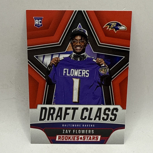 ZAY FLOWERS 2023 Rookies & Stars Draft Class Red Longevity RC #DC-20 Ravens