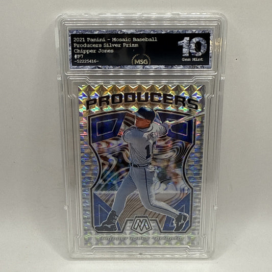 2021 Panini Mosaic Baseball Producers Silver Prizm Chipper Jones #P7 Graded 10