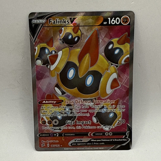 Pokemon TCG Falinks V (Full Art) 185/192 Swsh02: Rebel Clash Holo 2020 LP