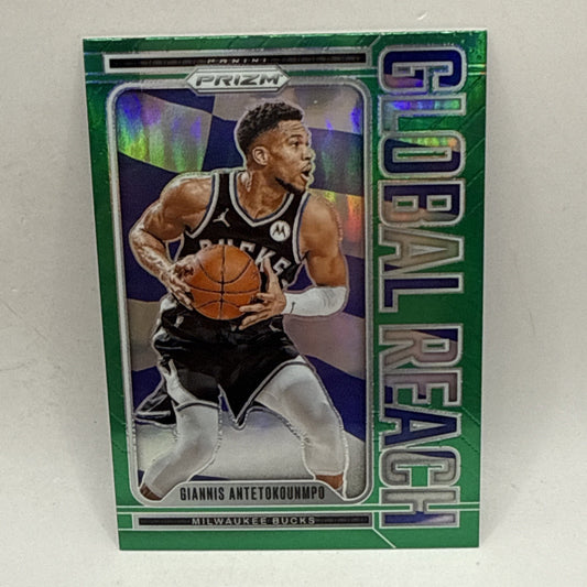 2024-25 Panini Prizm Giannis Antetokounmpo Global Reach Green Prizm #4 Bucks NBA