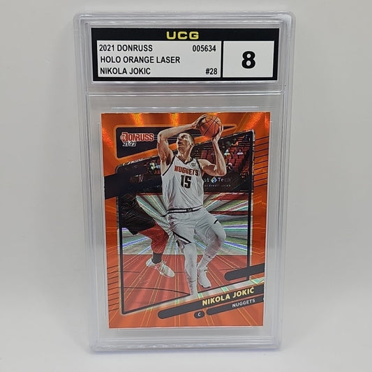 2021-22 Donruss Basketball - Nikola Jokic #28 - Orange Halo Laser Graded 8 NBA