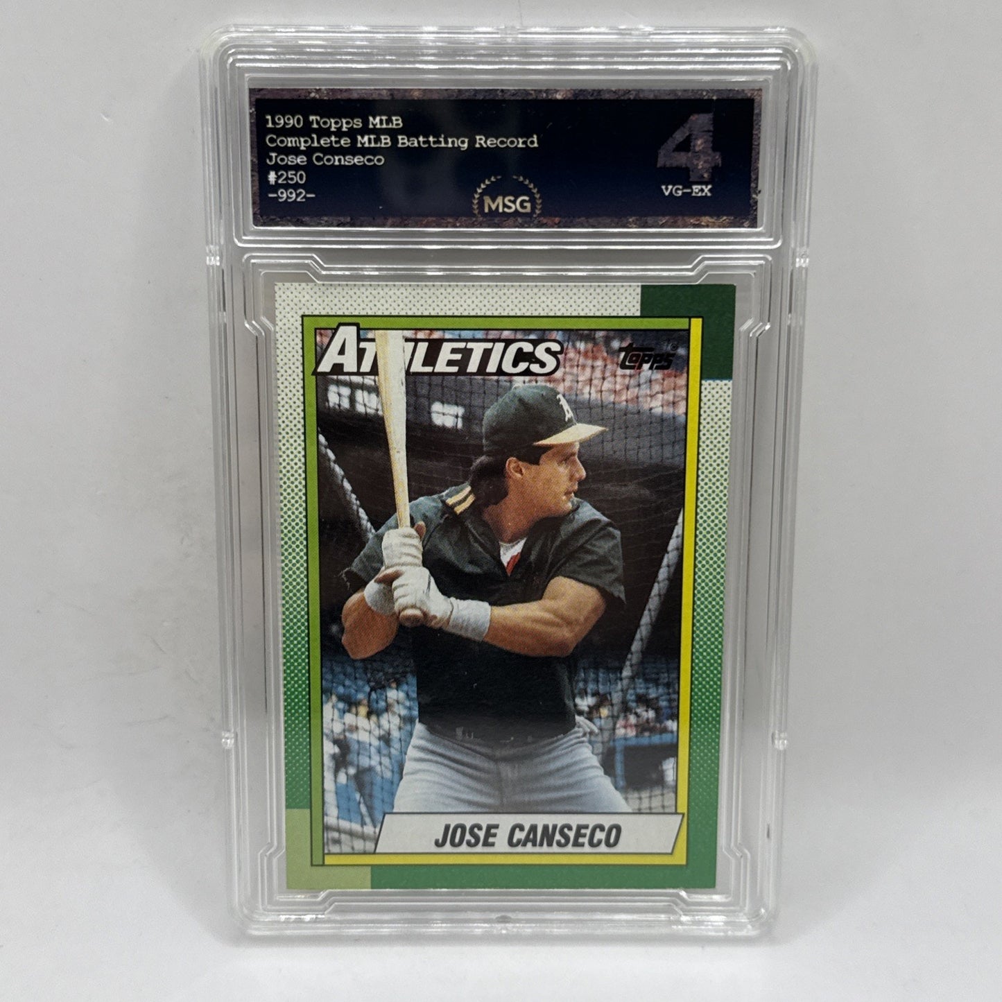 1990 Topps Baseball #250 Jose Canseco, Oakland Athletics Graded 4 MLB Vintage
