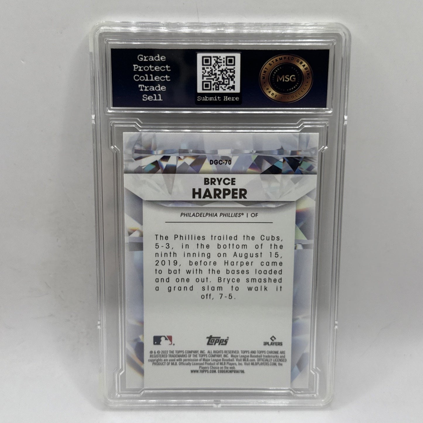 2022 Topps Chrome Update Bryce Harper Diamond Greats Chrome #DGC-70 Graded 9