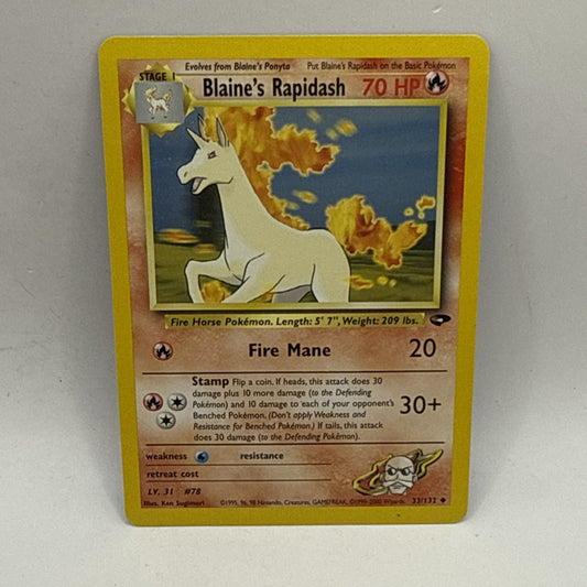 Blaine's Rapidash 33/132 Gym Challenge Regular 1st Edition MP Pokémon Tcg Card