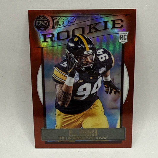 2020 Panini Legacy #158 A.J. Epenesa Rookies Premium Edition Ruby /50 Steelers