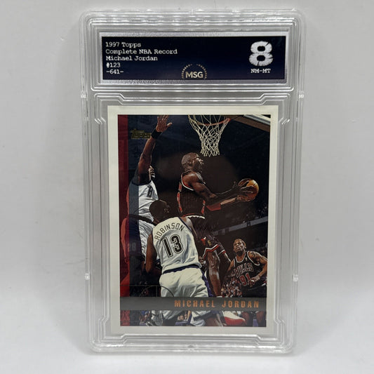 Michael Jordan 1997-98 Topps #123 Chicago Bulls MVP HOF NBA Graded 8 NM-MT