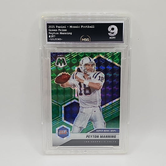 2021 Panini Mosaic #287 Peyton Manning Colts Prizm Green Graded 9 NFL Colts