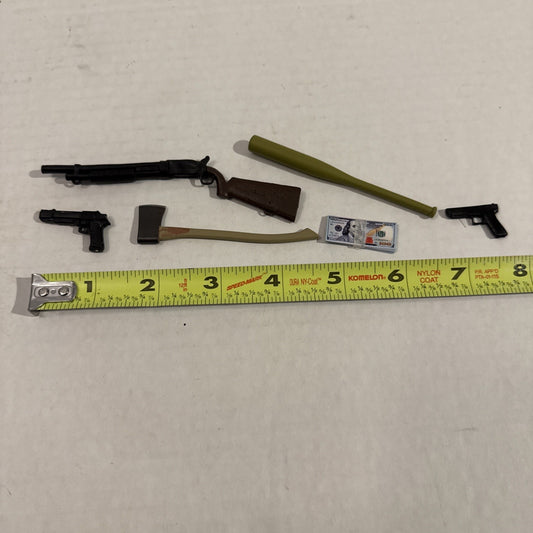 Lot Of Toy Action Figure Weapons - Mini Gun Accessories - Play Set - Play Money