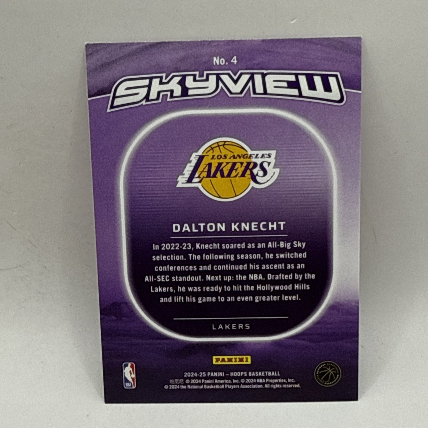 2024-25 Hoops Skyview Winter #4 Dalton Knecht NBA Los Angeles Lakers Rookie